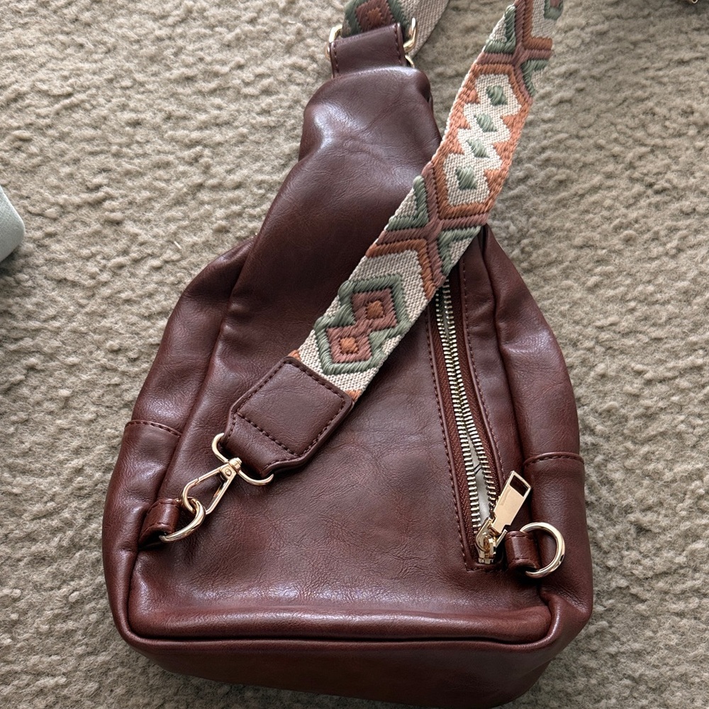 Altar'd State Brown Backpack With Patterned Strap - image 4